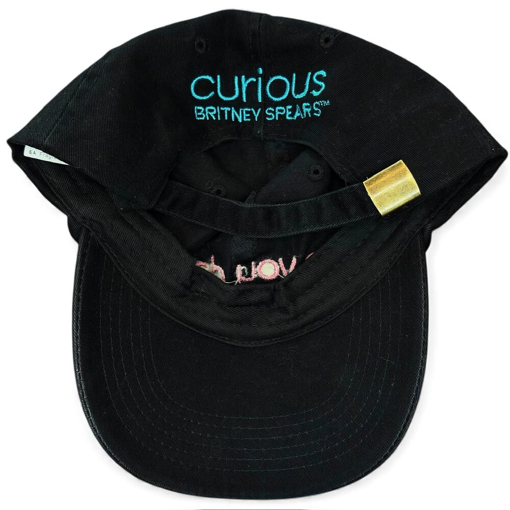 Y2K Britney Spears Curious Perfume Hat "Do You Dare?" Promo Black Strapback Cap - Picture 9 of 13